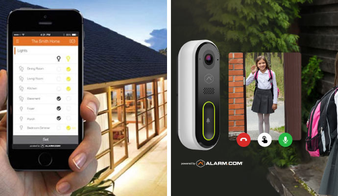 collage smart lighting control app and video doorbell device