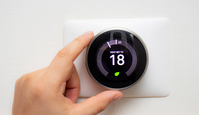 close-up look of nest thermostat