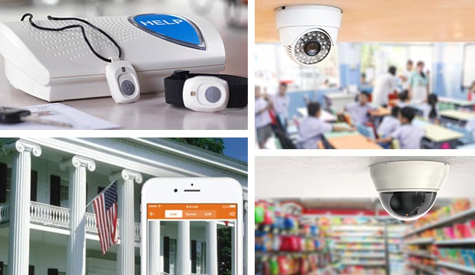 Collage of various security and safety devices